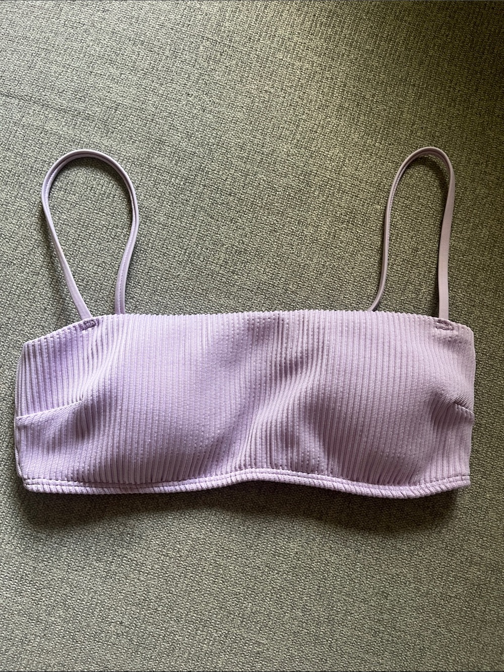 Hollister Light Lilac Ribbed Bandeau bikini top with Thin Straps